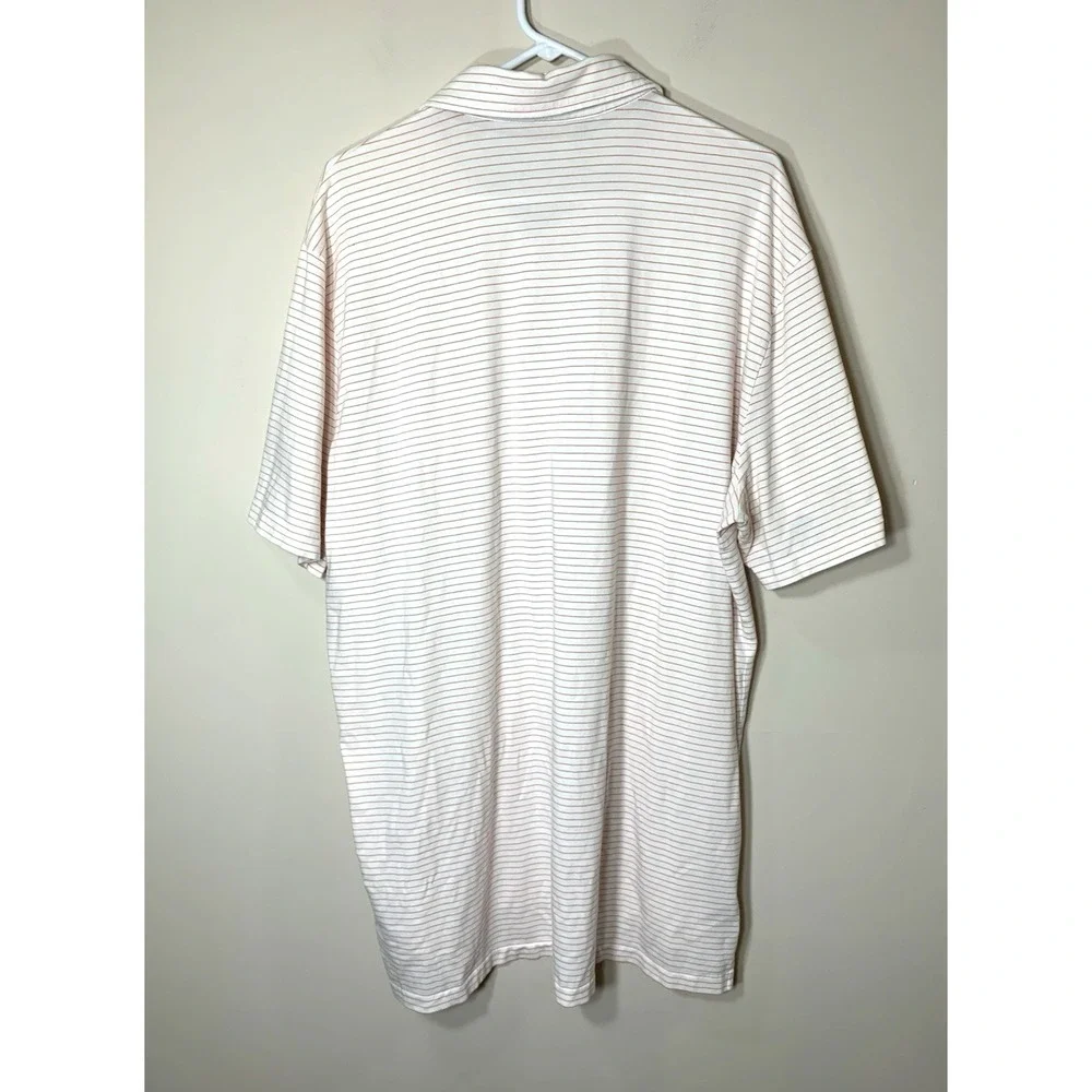 Polo Golf Ralph Lauren Shirt Mens XL White Red Pinstripe Peruvian Cotton Stretch